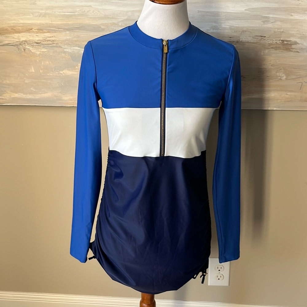 Mott50 color block rash guard/cover up with drawstring sides
